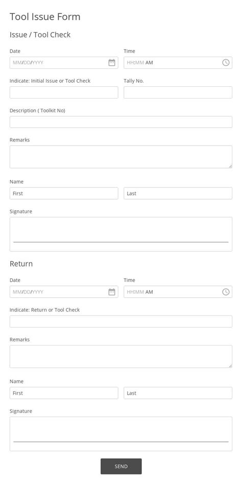employee tool issue form template