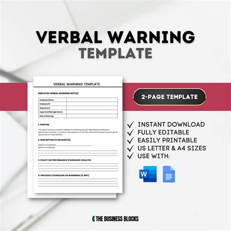 employee verbal warning form template