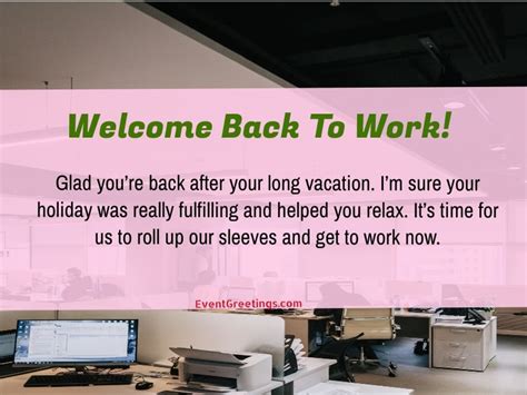 20 Back to Work! Wishes And Messages Events Greetings