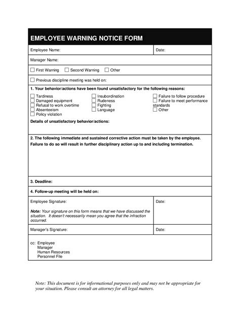 employee written warning form template