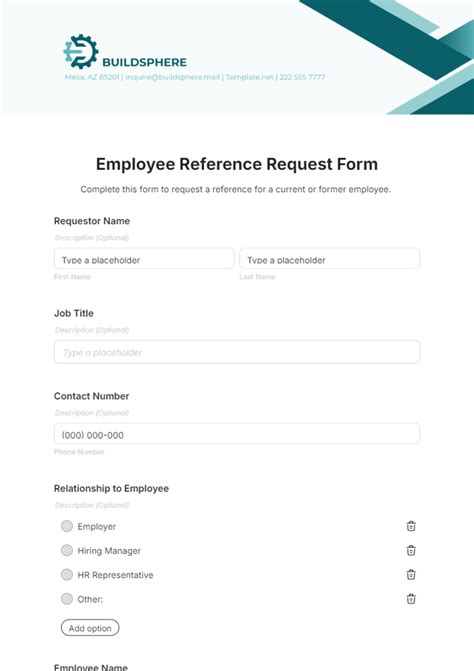 employer reference request form template