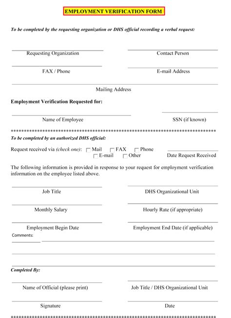 Printable Employment Verification Forms Pdf Example Calendar Printable