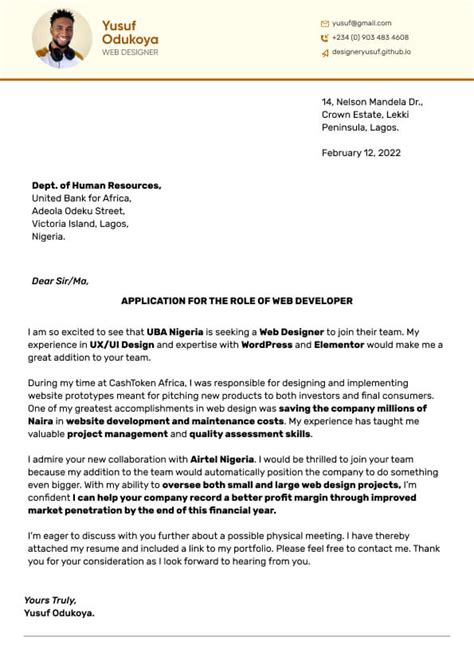 employment letter sample in nigeria