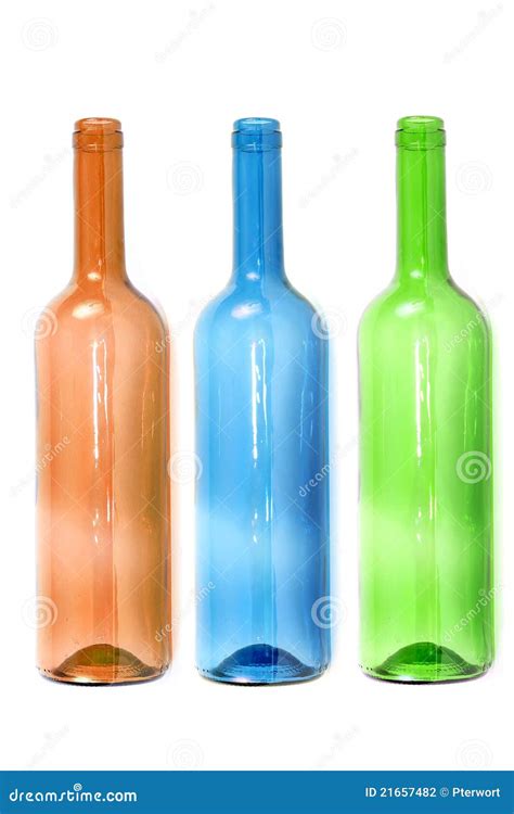 Empty Colored Wine Bottles