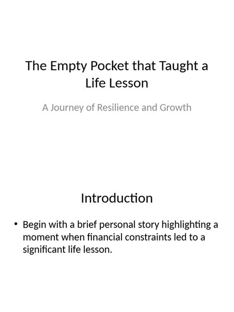 Empty Pocket Lesson