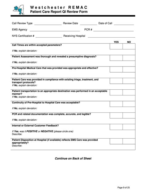 ems quality improvement form template