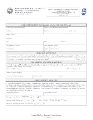 emt continuing education form template