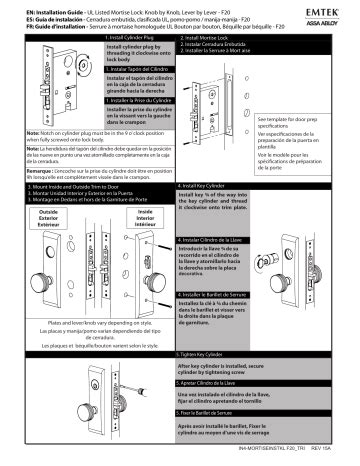 ASSA ABLOY EMTEK EMTOUCH CLASSIC STYLE INSTALLATION & PROGRAMMING