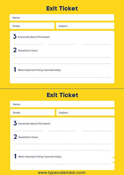 En3 2 1 Exit Ticket Template Free