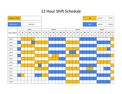 En3 Crew 12 Hour Shift Schedule Excel Template