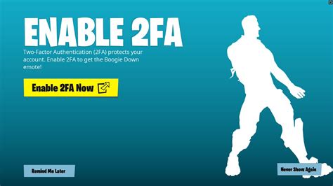 enable 2fa fortnite epic games boogie down