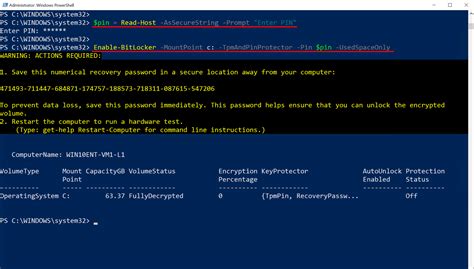 Enable Bitlocker Command Line Powershell