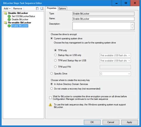 Enable Bitlocker Task Sequence Step