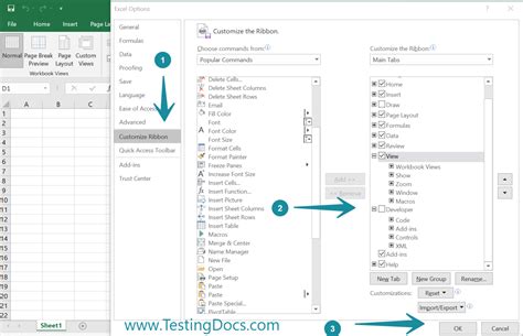 enable developer tab excel online