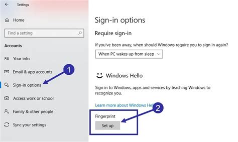 enable fingerprint login windows 10