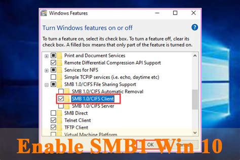 enable smb1.0 windows 10