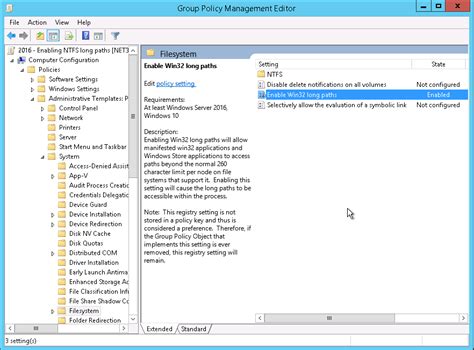 enable win32 long paths group policy