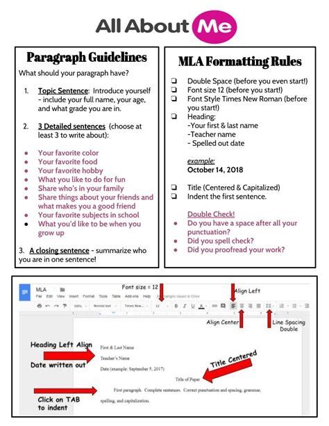 Enabout Me Paragraph Template