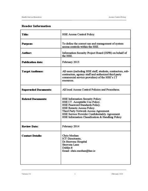Enaccess Control Policy And Procedures Template