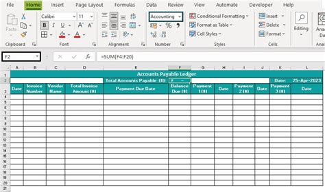 Enaccounts Payable Excel Template