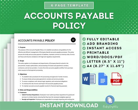 Enaccounts Payable Policy And Procedures Template