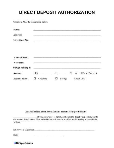 Enach Deposit Form Template