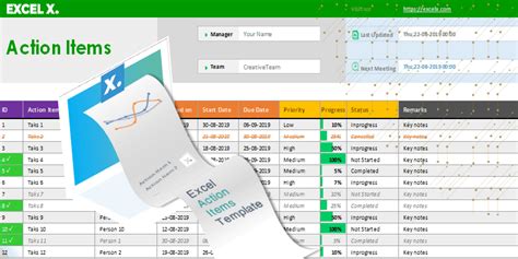 Enaction Items Excel Template