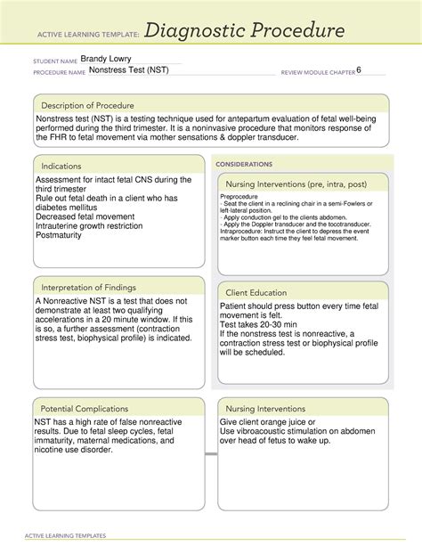 Enactive Learning Template Diagnostic Procedure