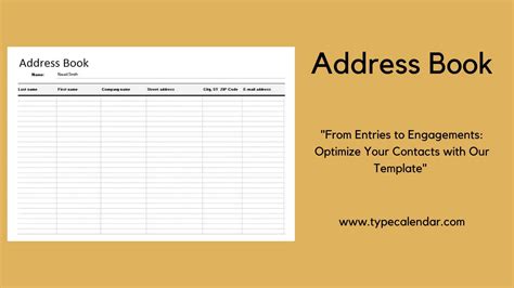Enaddress Book Template Printable