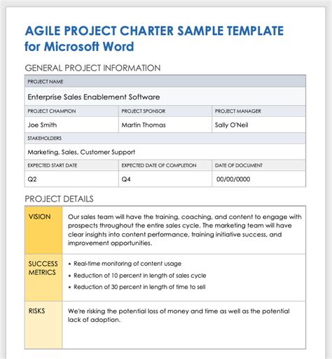 Enagile Project Charter Template