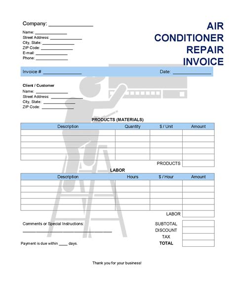 Enair Conditioning Invoice Template