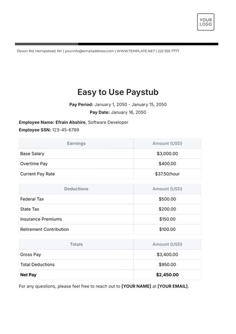 Enamazon Paystub Template