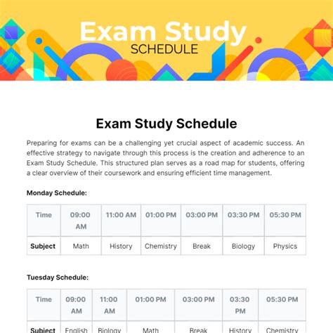 Enap Exam Study Schedule Template