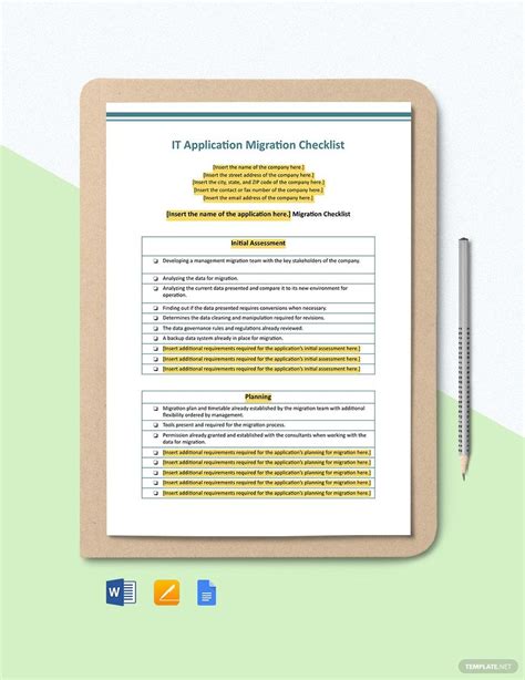 Enapplication Migration Checklist Template