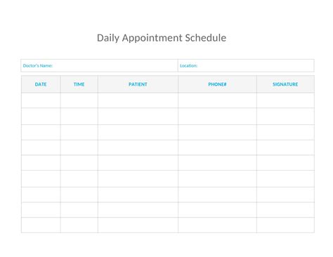 Enappointment List Template