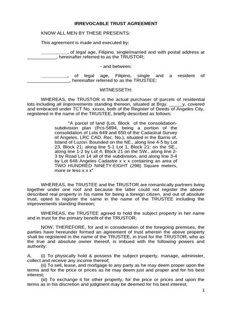 Enarizona Irrevocable Trust Template