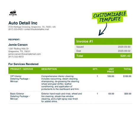 Enauto Detailing Invoice Template Excel