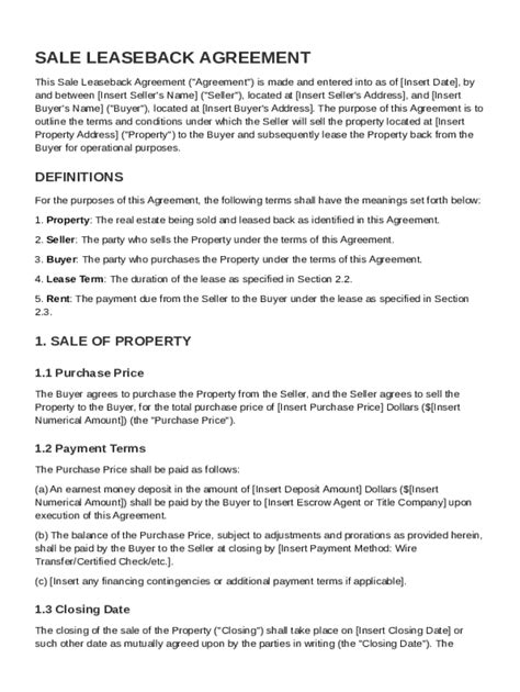 Enauto Leaseback Agreement Template