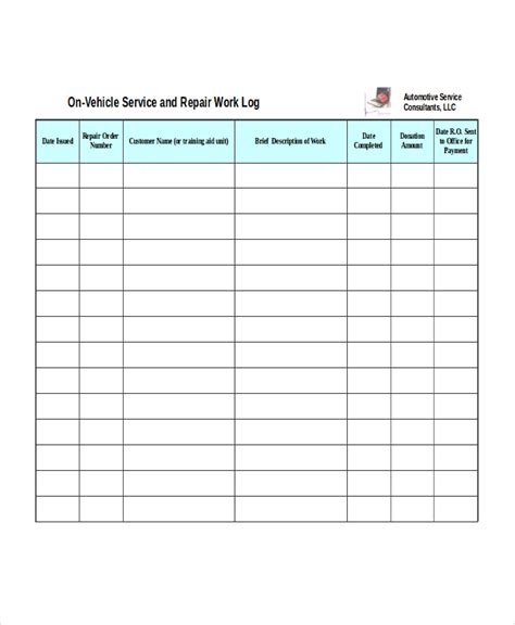 Enauto Repair Work Order Template Excel