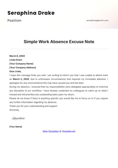 Enback To Work Note Template