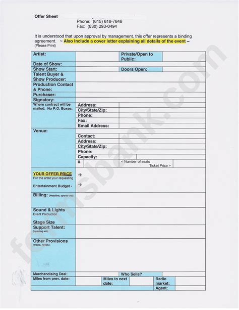 Enband Offer Sheet Template