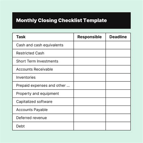 Enbar Closing Checklist Template