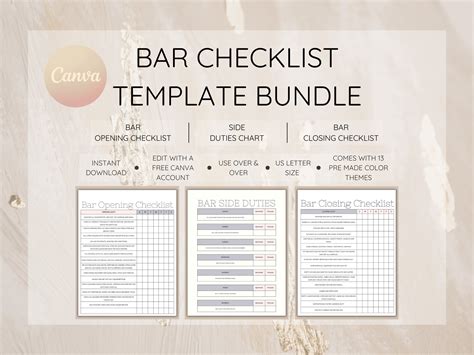 Enbartender Checklist Template