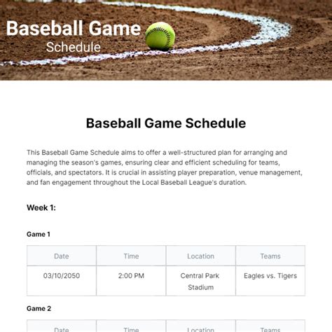 Enbaseball Game Schedule Template