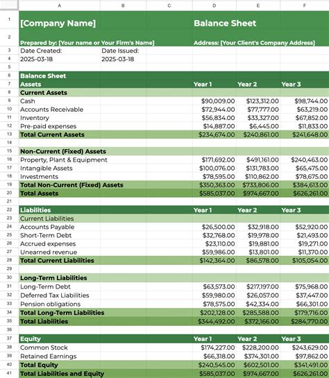 Enbasic Balance Sheet Template Excel