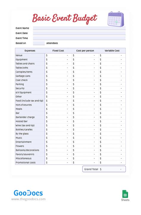 Enbasic Event Budget Template