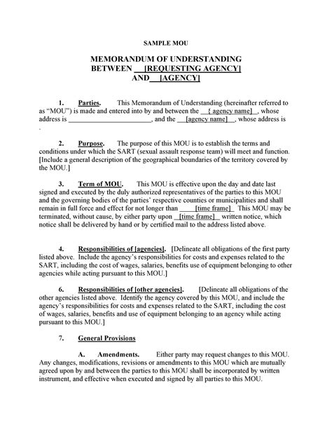 Enbasic Memorandum Of Understanding Template