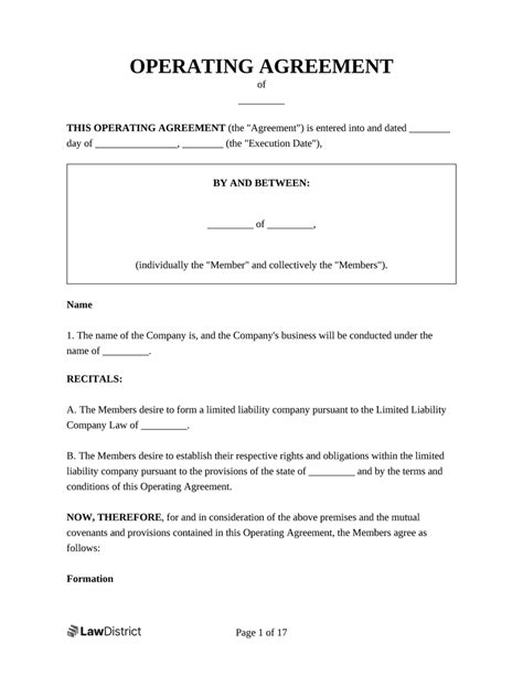 Enbasic Operating Agreement Template