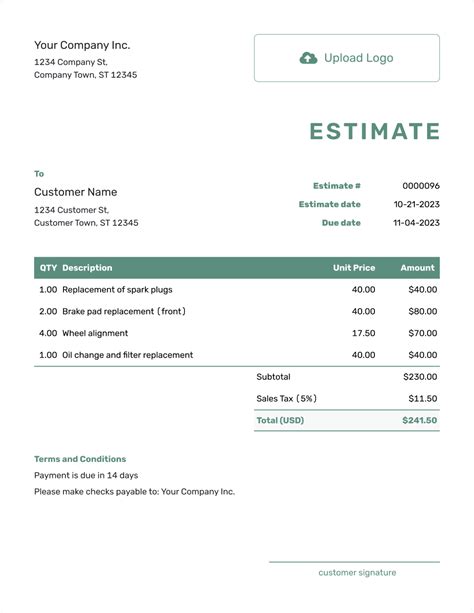 Enbasis Of Estimate Template
