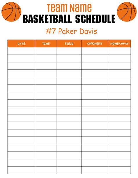Enbasketball Practice Schedule Template